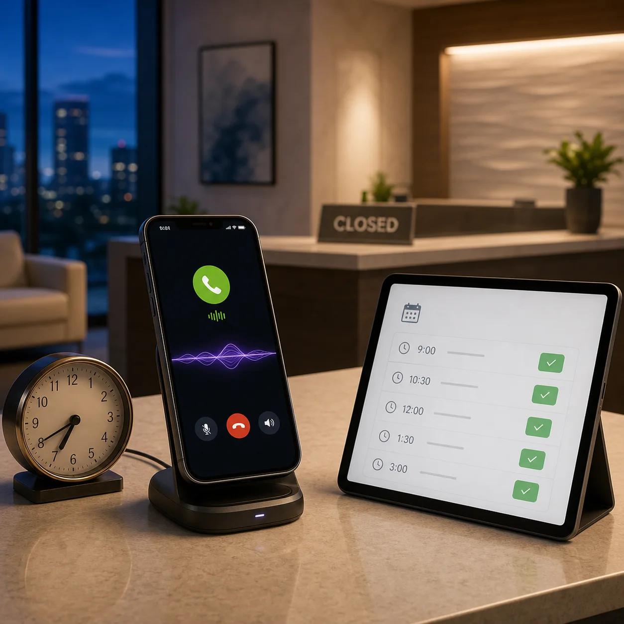 AI receptionist using approved business information during a customer call